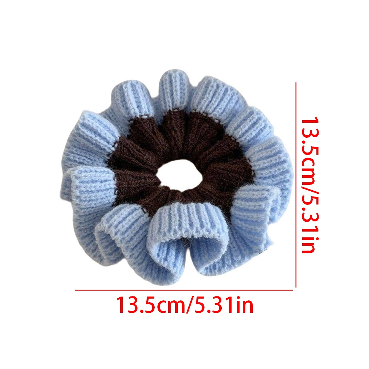 Women's Winter Knitted Lazy Bun Hair Scrunchie Color Block Pattern