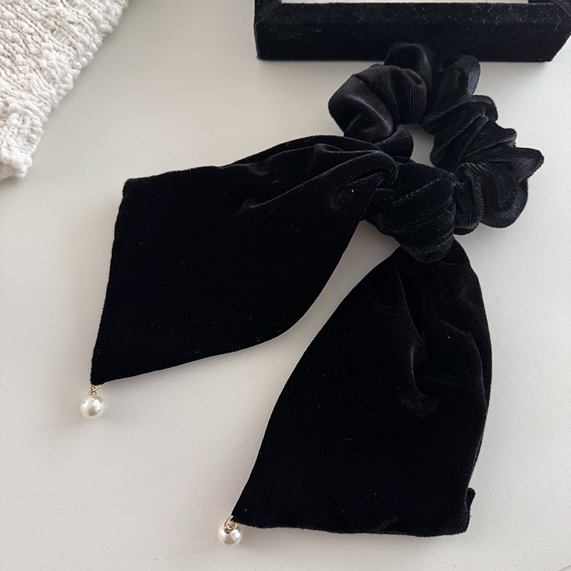 Black Velvet Pearl Pendant Belt Hairband Vintage High Quality Multifunctional Hair Flower Accessories Minimalist