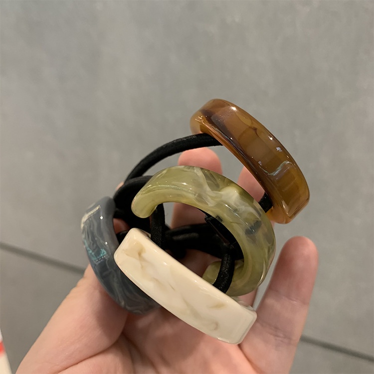 Women's Chic Resin Everyday Ponytail Holder Hair Tie Green Semicircle