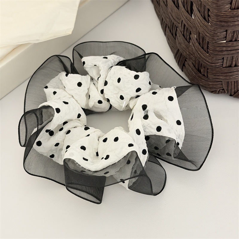 Women's Spring French Style Gauze Hair Tie Classic Polka Dots