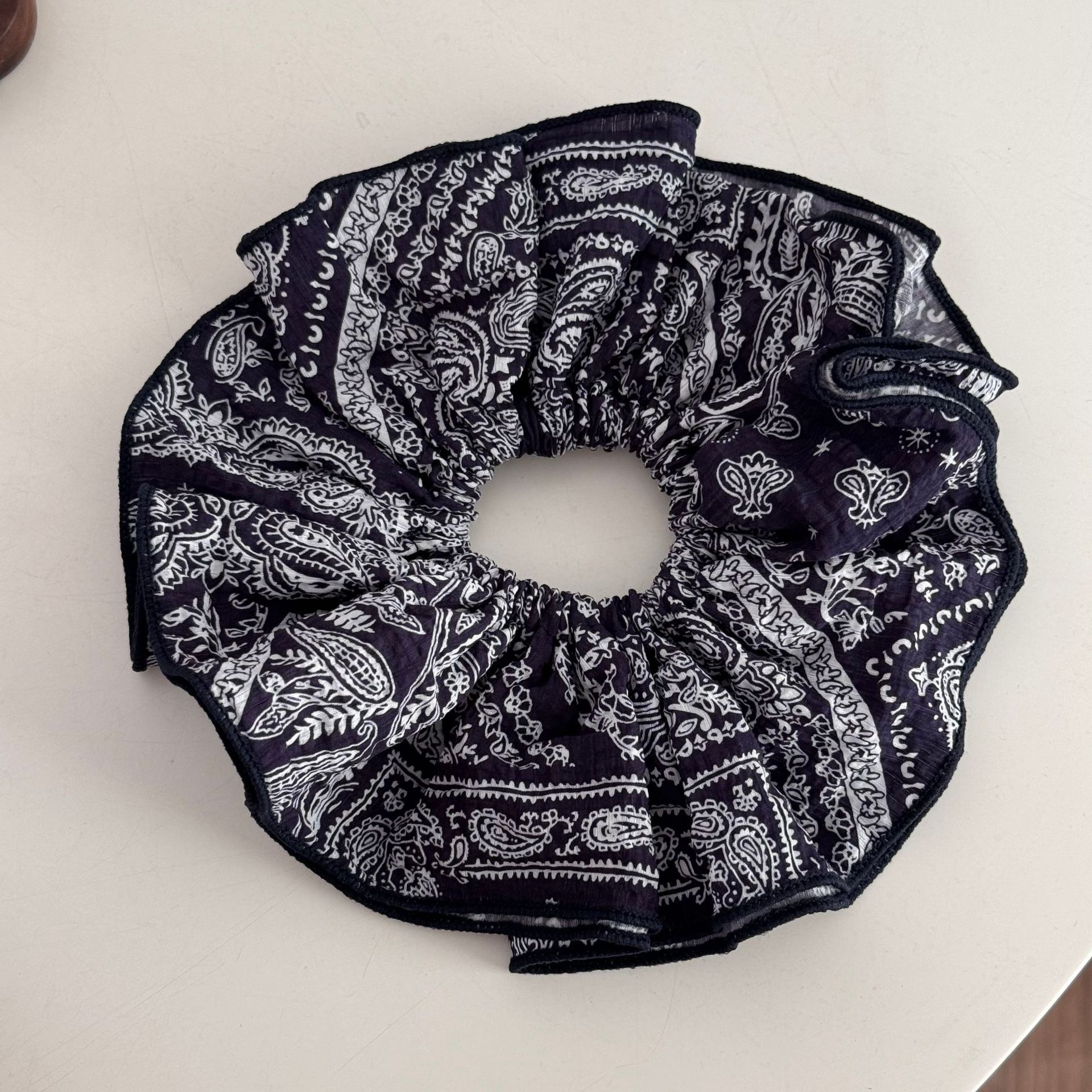 Women's Vintage Summer Bubble Braid Hair Rope Navy Blue Cashew Lace