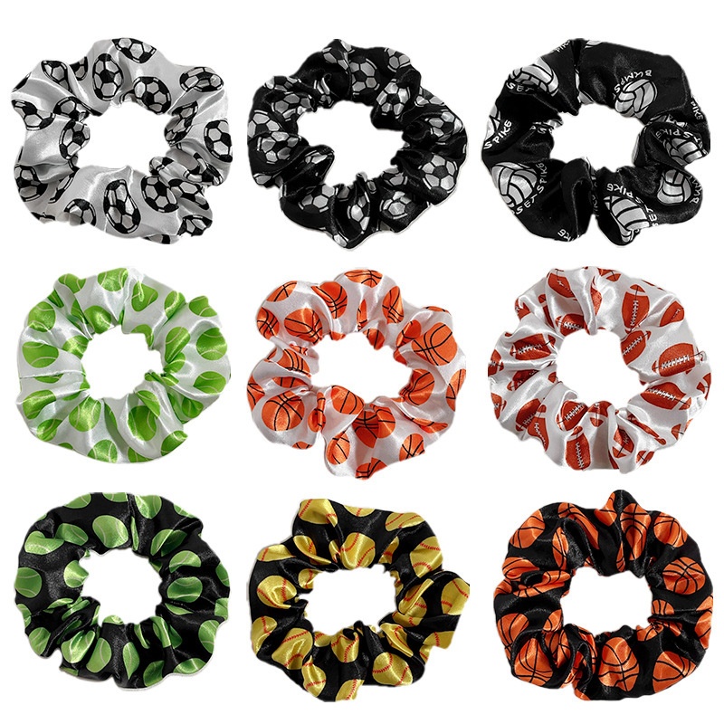 Women's Basketball Cheerleader Cloth Hair Tie Elastic Band Round Style