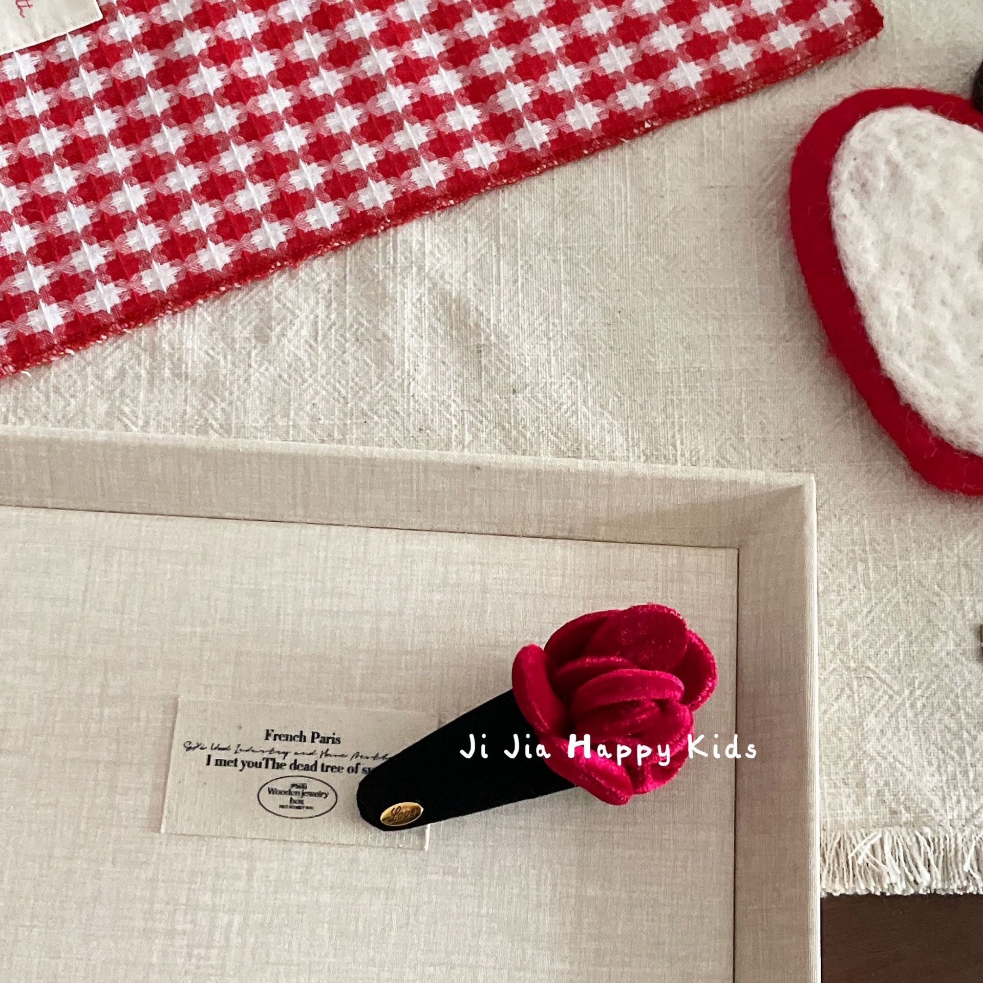 Women's Velvet Big Bow Hair Clip Autumn Winter Red Rose Hairband