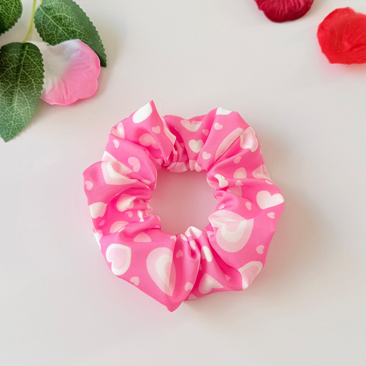 Women's Valentine Cloth Hairband Pink Rose Heart Leopard Print