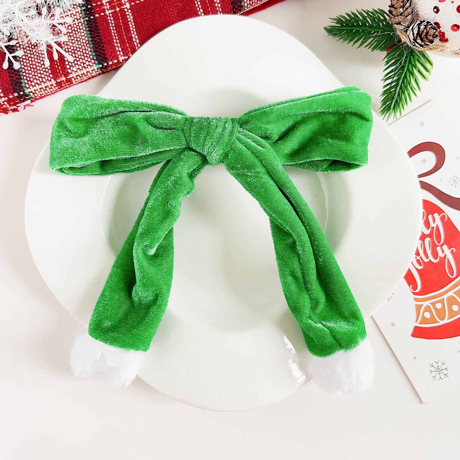 Women's Christmas Plush Hair Ring Elegant Gold Velvet Ponytail Tie