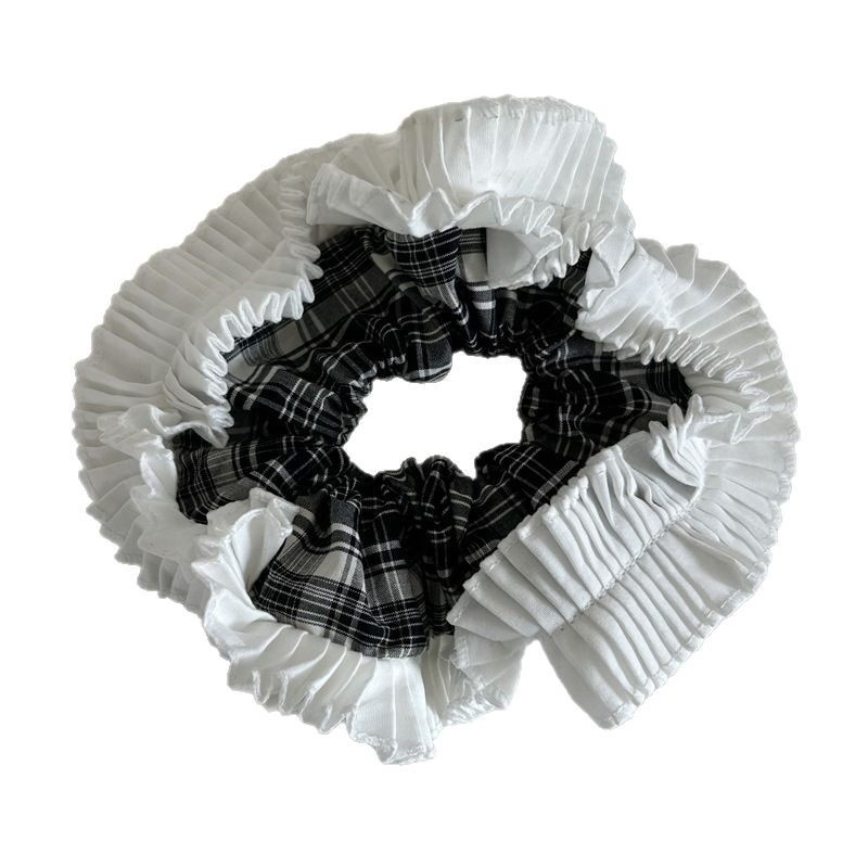 Women's Stylish Cloth Hair Scrunchies For Everyday Wear Black Plaid Checkered