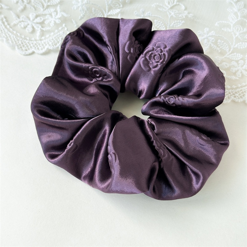 Women's Luxury Embossed Satin Large Bow Hair Ties Solid Color Versatile Hair Bands