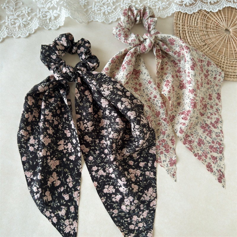 Women's Spring Elastic Polyester Bow Hair Tie Scrunchie Ditsy Floral