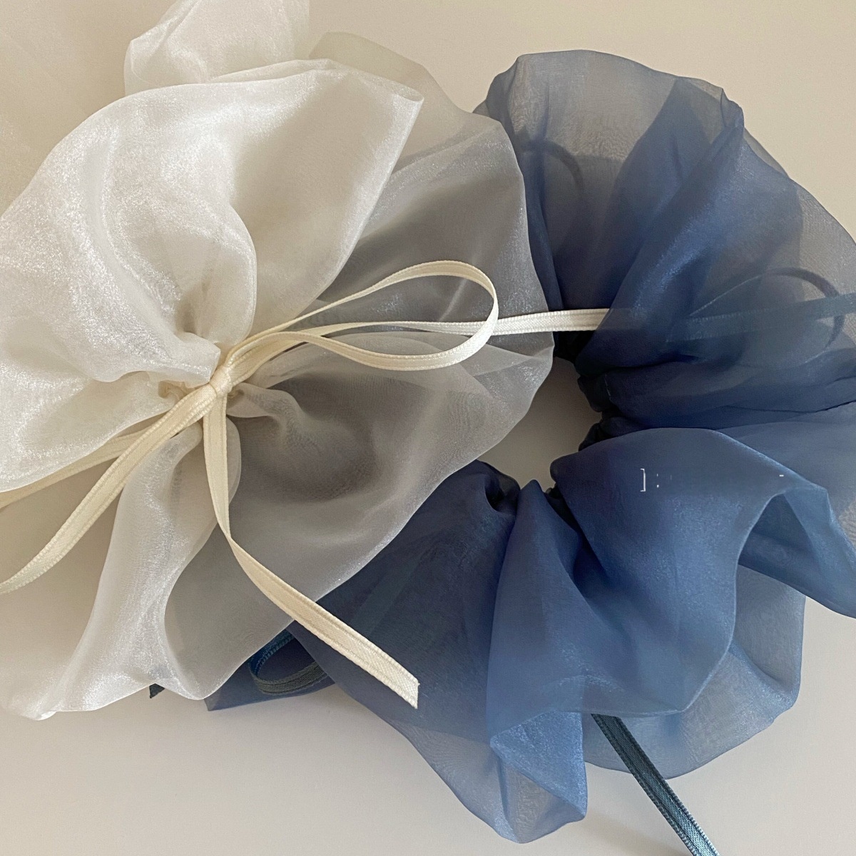 Women's Sweet Soft Cloth Spring Bowknot Hair Tie White Grey Blue