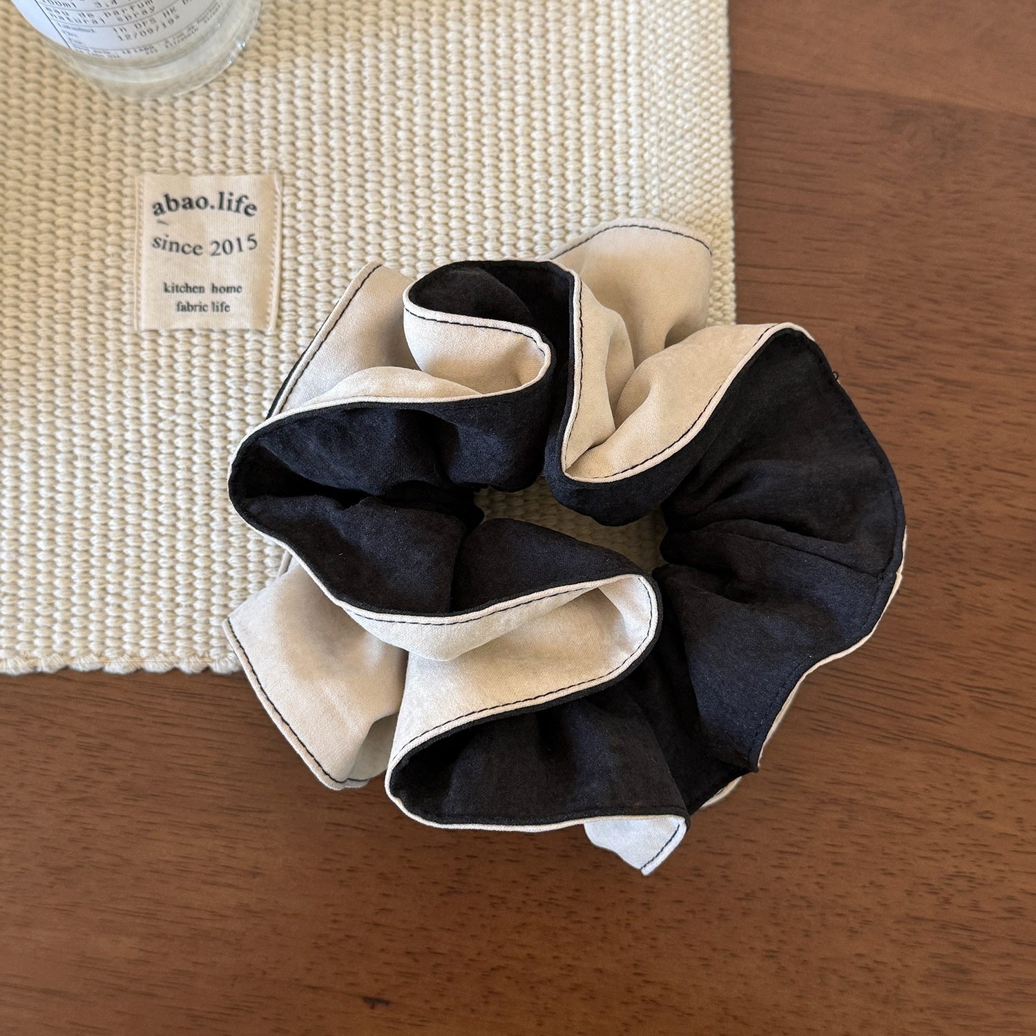 Women Girls Winter Velvet Double Layer Hair Scrunchies Color Block