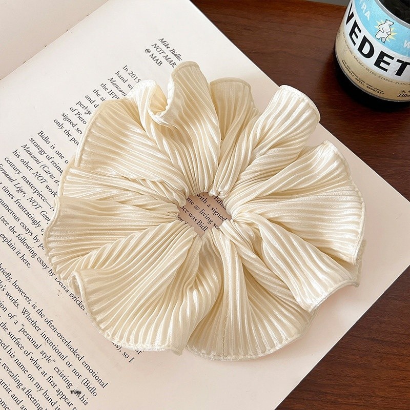 Women's Spring Everyday Cloth Hair Tie Scrunchie Grey Striped