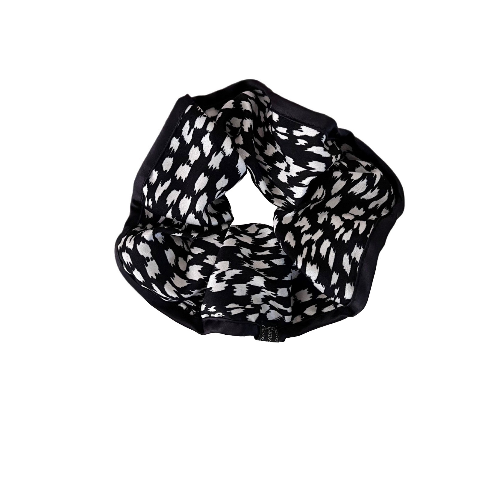 Women's Vintage Satin Hairband Black And White Leopard Print