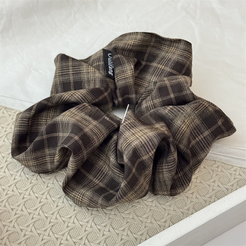 Women's Daily Cloth Scrunchies Retro Hair Ties Checkered Plaid