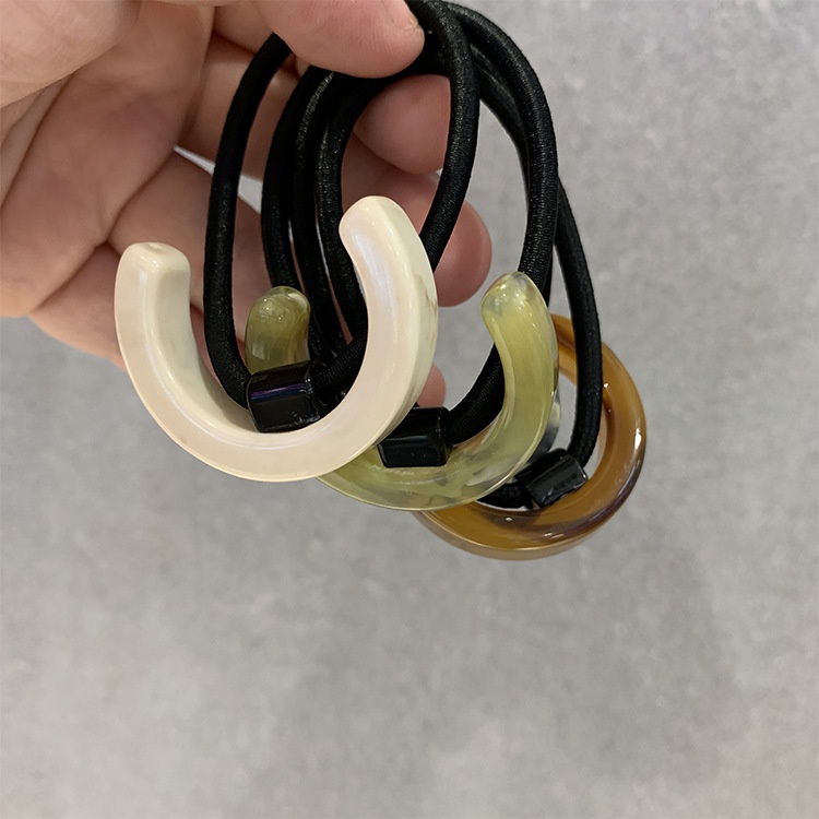 Women's Chic Resin Everyday Ponytail Holder Hair Tie Green Semicircle