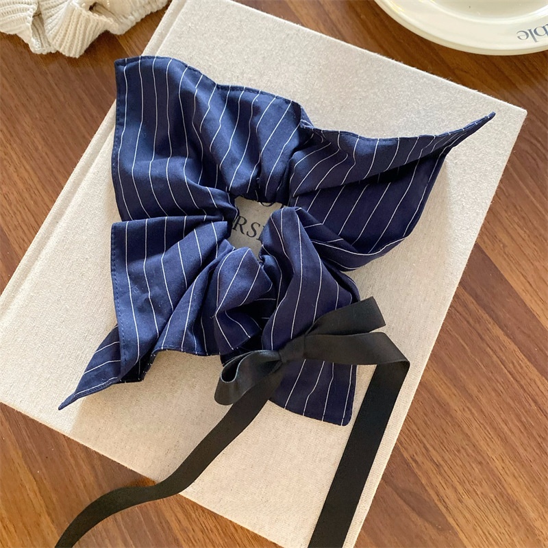 Women's Cloth Bowknot Telephone Cord Hair Tie For Spring Black Plaid