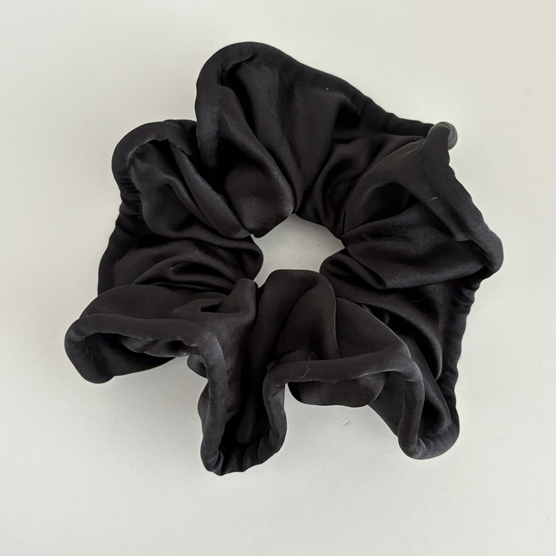 Women's Elegant Everyday Soft Satin Scrunchie Hair Tie Solid Black
