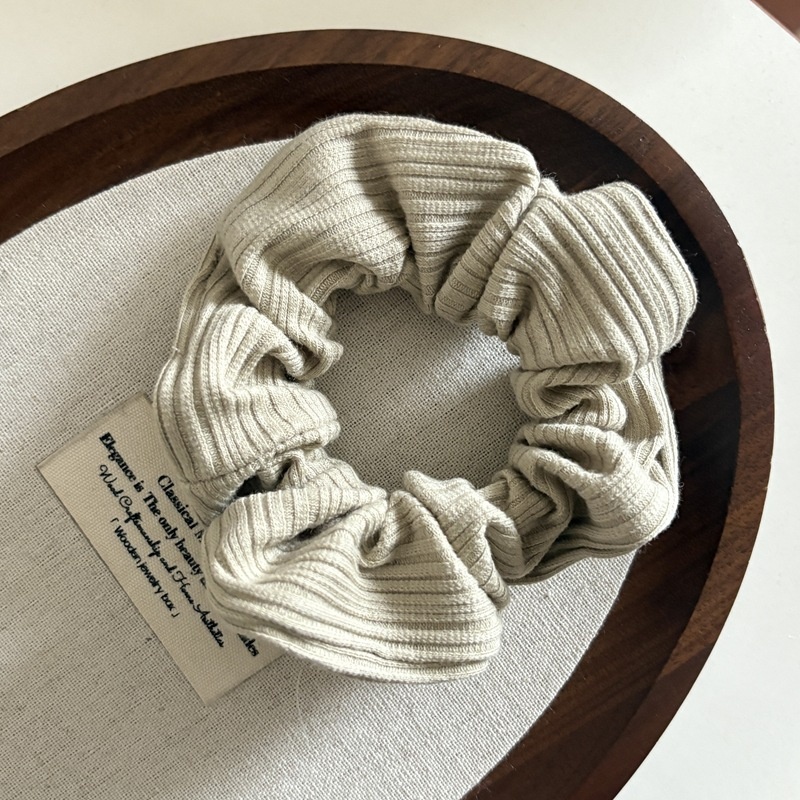 Women's Comfortable Cloth Hair Tie For Daily Wear Beige Striped