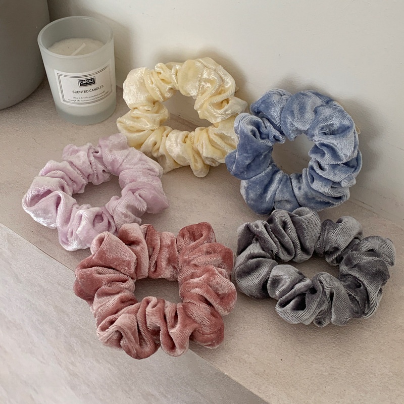 Women's Retro Velvet Hair Tie Scrunchie For Autumn Winter Solid Color