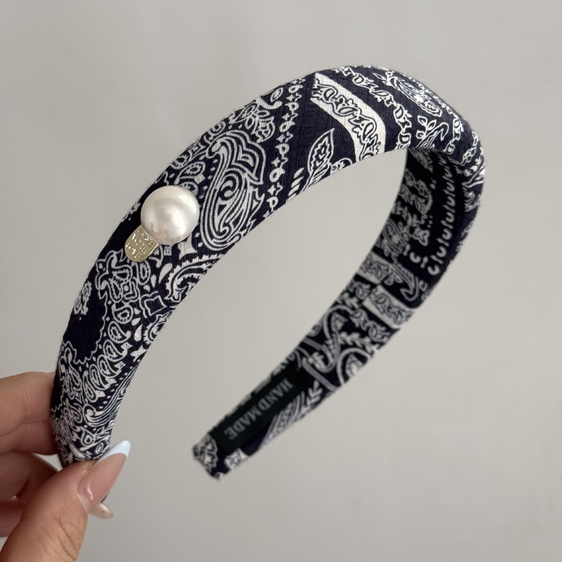 Women's Vintage Summer Bubble Braid Hair Rope Navy Blue Cashew Lace