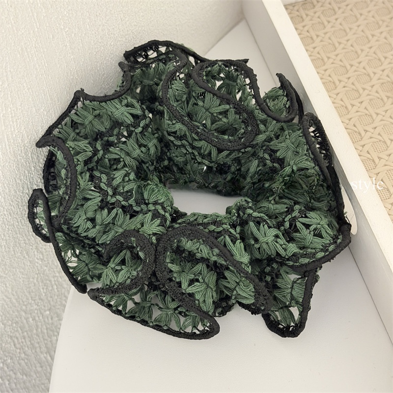 Women's Hollow Woven Flower Bud Cloth Scrunchie Hair Tie Spotted