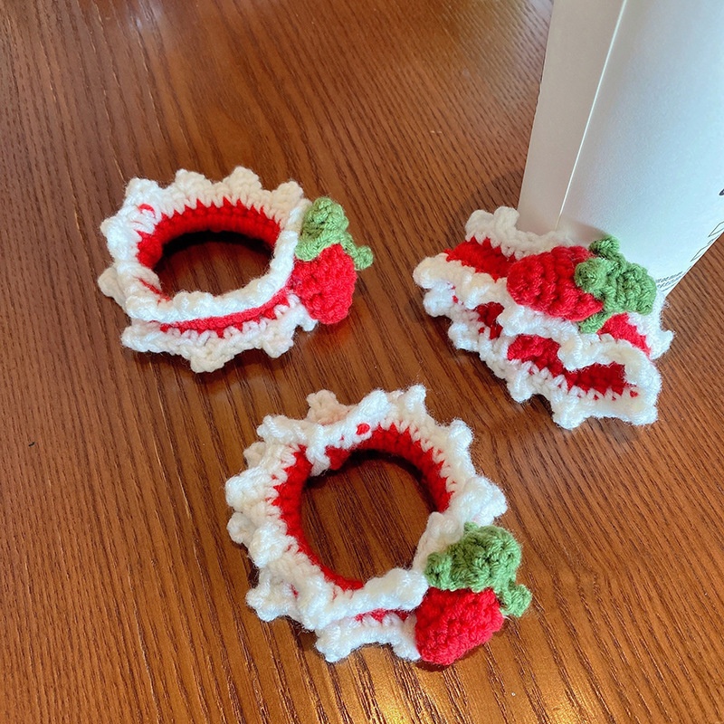 Women's Versatile Handmade Yarn Hair Tie Cute Strawberry