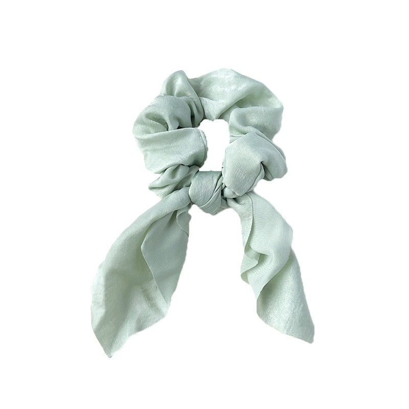 Women's Handmade Rabbit Ear Scrunchie Daily Hair Tie Solid Satin Bow