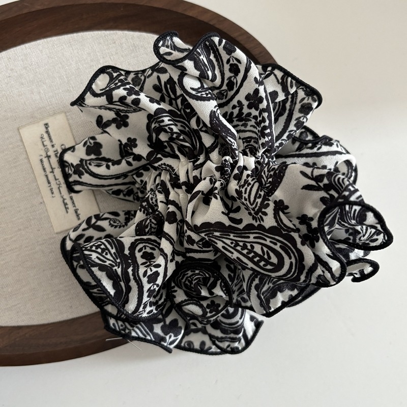 Women's Vintage Large Flower Hairband Cashew Nut Pattern Elastic Hair Tie