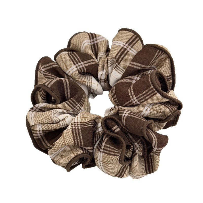 Women's Spring Retro Cloth Scrunchie Hair Tie Grey & Black Plaid