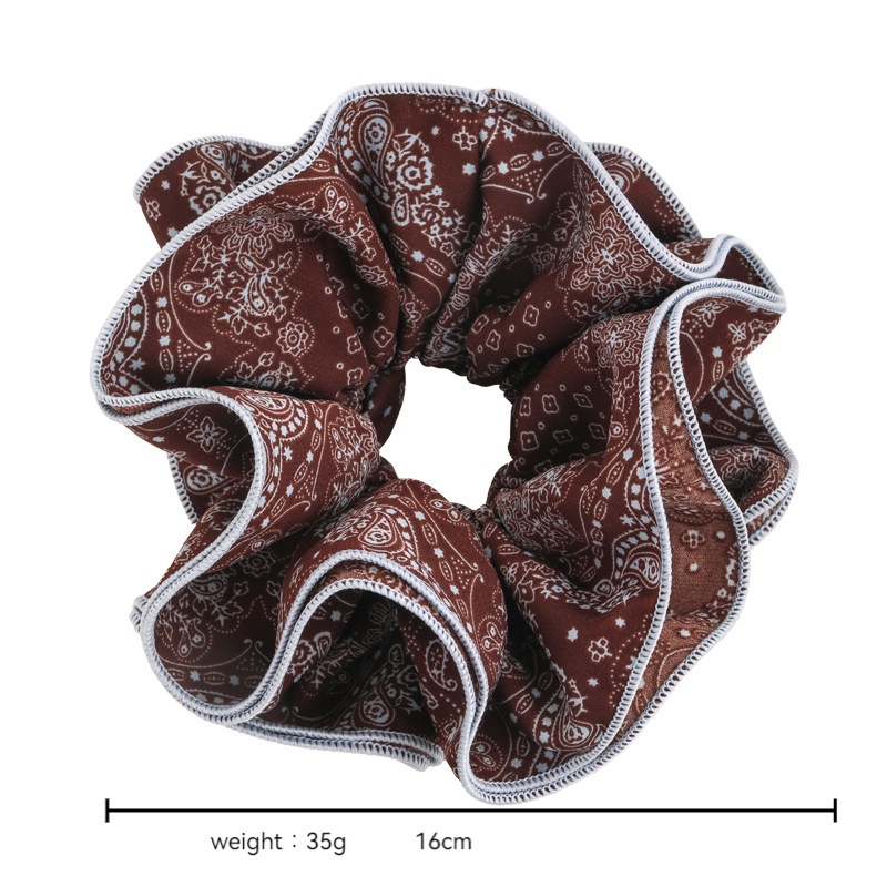 Women's Romantic Cloth Scrunchie Vintage Black White Coffee Paisley