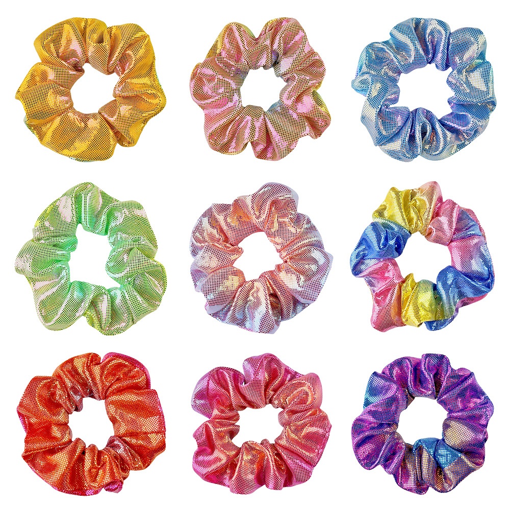 Women's Elastic Cloth Bun Hair Tie Gradual Color Laser Gold Embossing