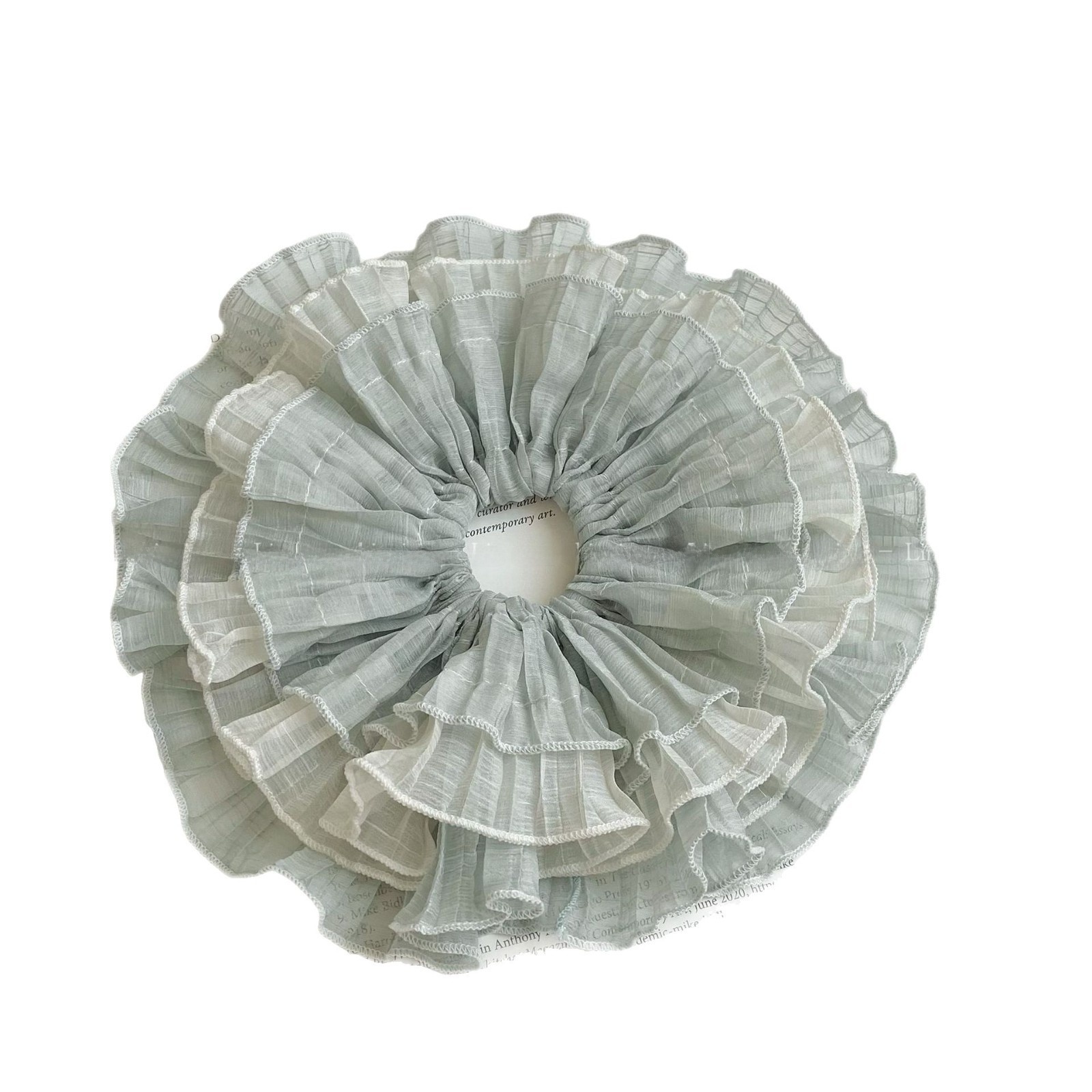 Women's Spring Soft Gauze Chiffon Hair Tie Sweet Pink Floral Lace