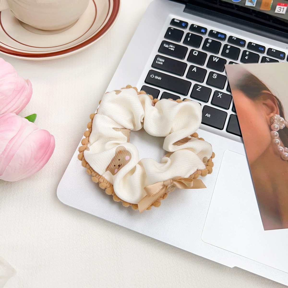 Women's Elastic Fabric Bowknot Hair Band For Office Party Fresh Floral