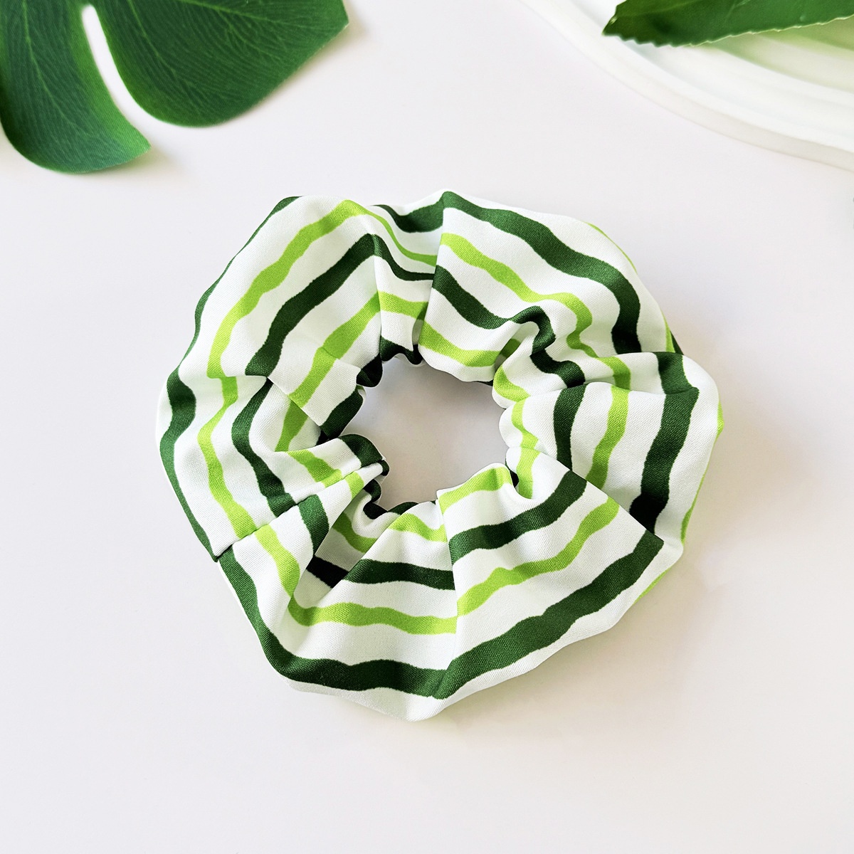 Women's Winter Cloth Hair Tie Cute Green Plaid Panda Pattern