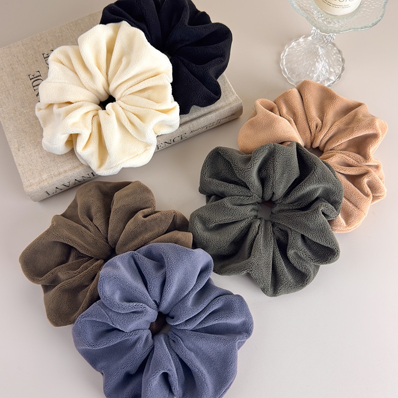 Women's Soft Towel Hair Drying Scrunchie Winter Casual Solid Color Tie