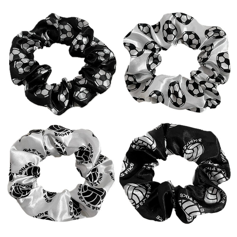 Women's Basketball Cheerleader Cloth Hair Tie Elastic Band Round Style