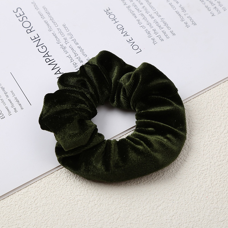 Women's Autumn Winter Velvet Zipper Scrunchie Hair Band Solid Color