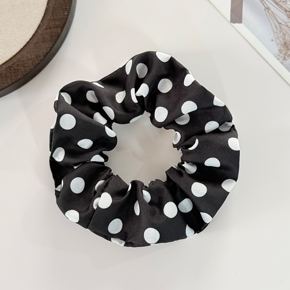 Women's All-Season High Elastic Fabric Hair Tie Minimalist Polka Dots