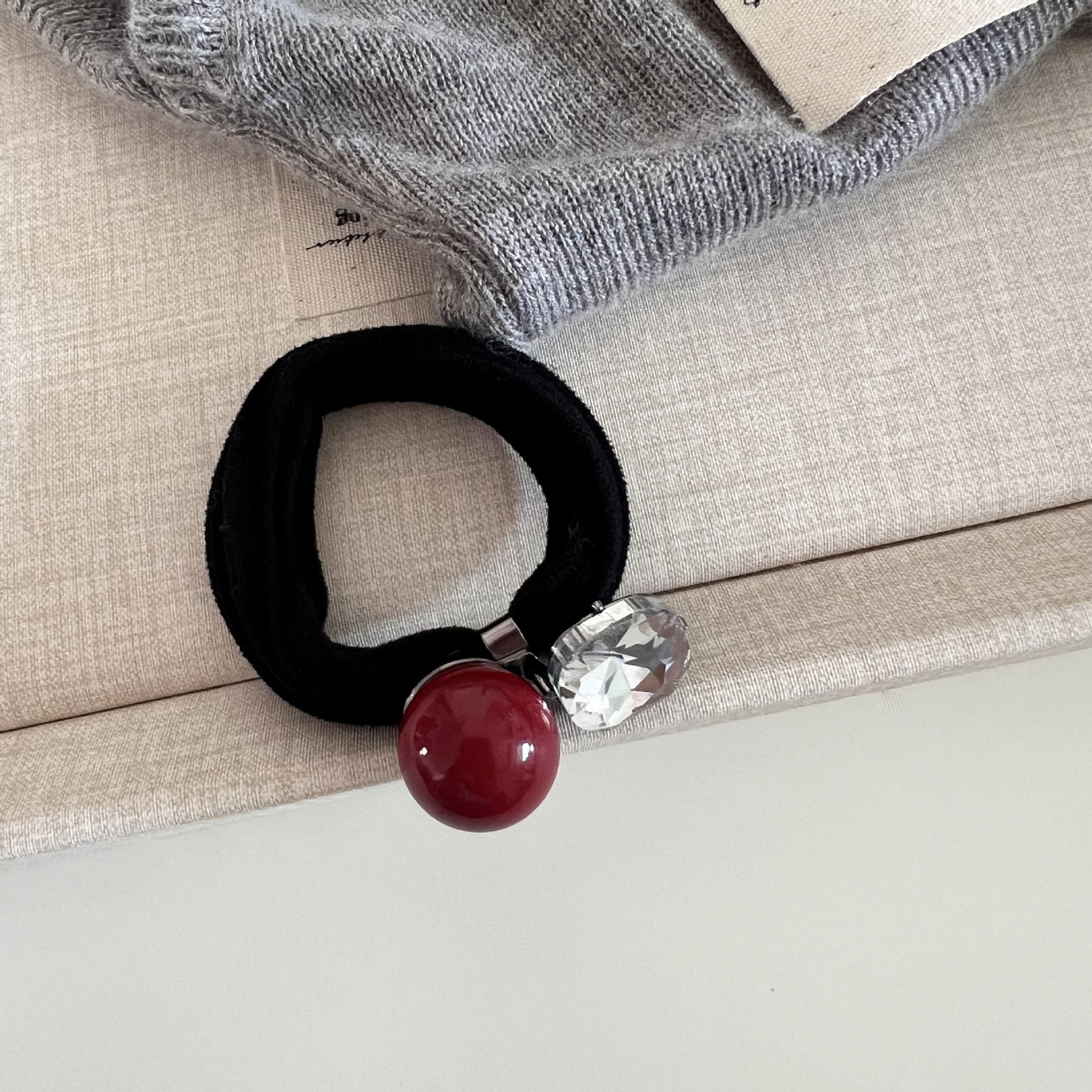 Women's Pearl Rhinestone Elastic Hair Band All-Season Red Champagne Black Heart