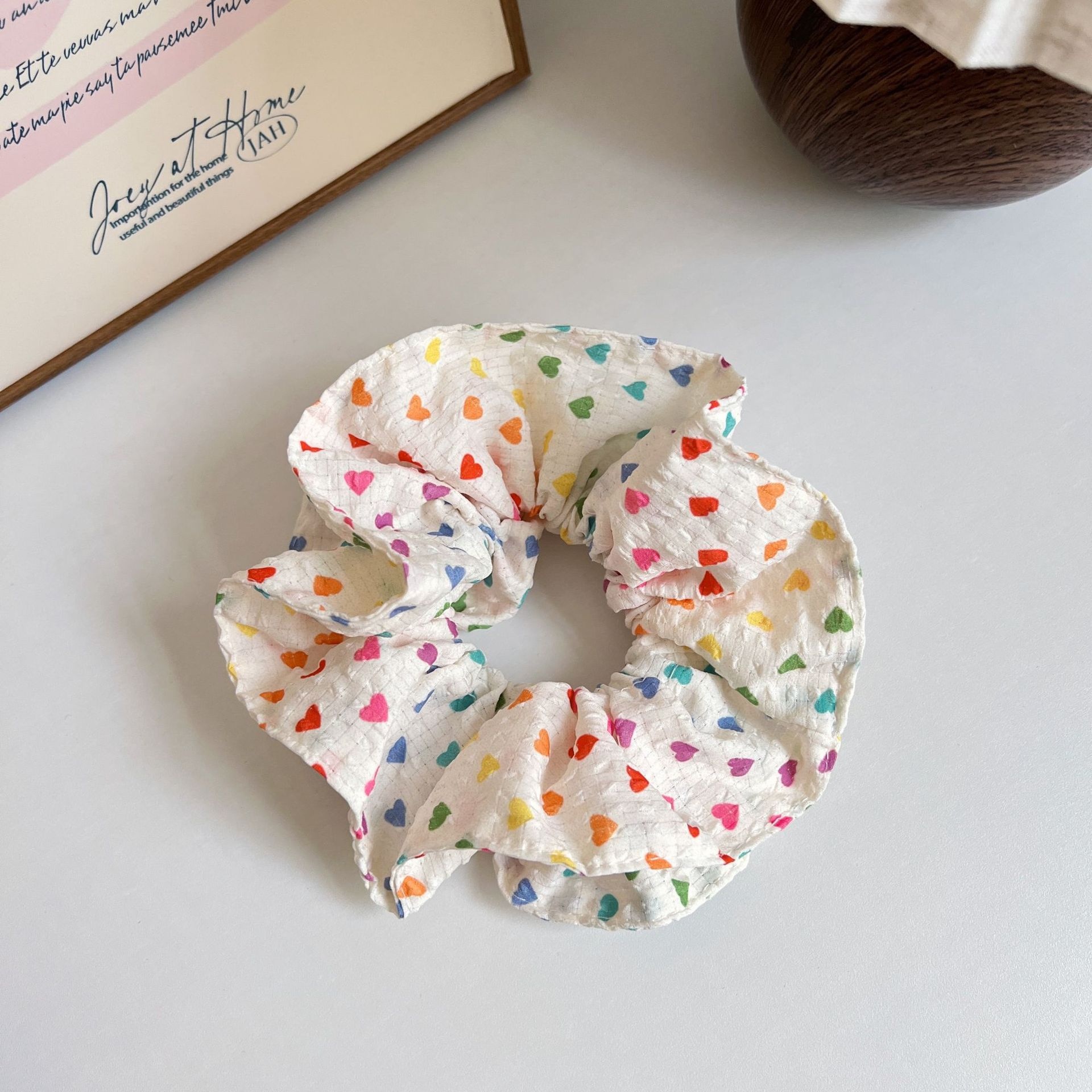 Women's Sweet Daily Cloth Hair Tie Scrunchie Heart Shape Pattern