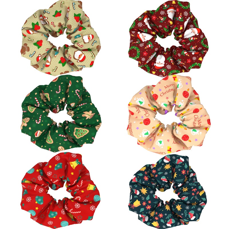 Women's Large Bow Hair Ties Festive Christmas Tree Pattern Cloth Headwear