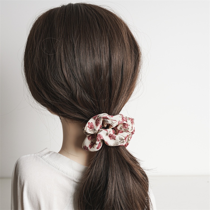 Women's Summer Fabric Ponytail Hair Accessories French Rose Pattern