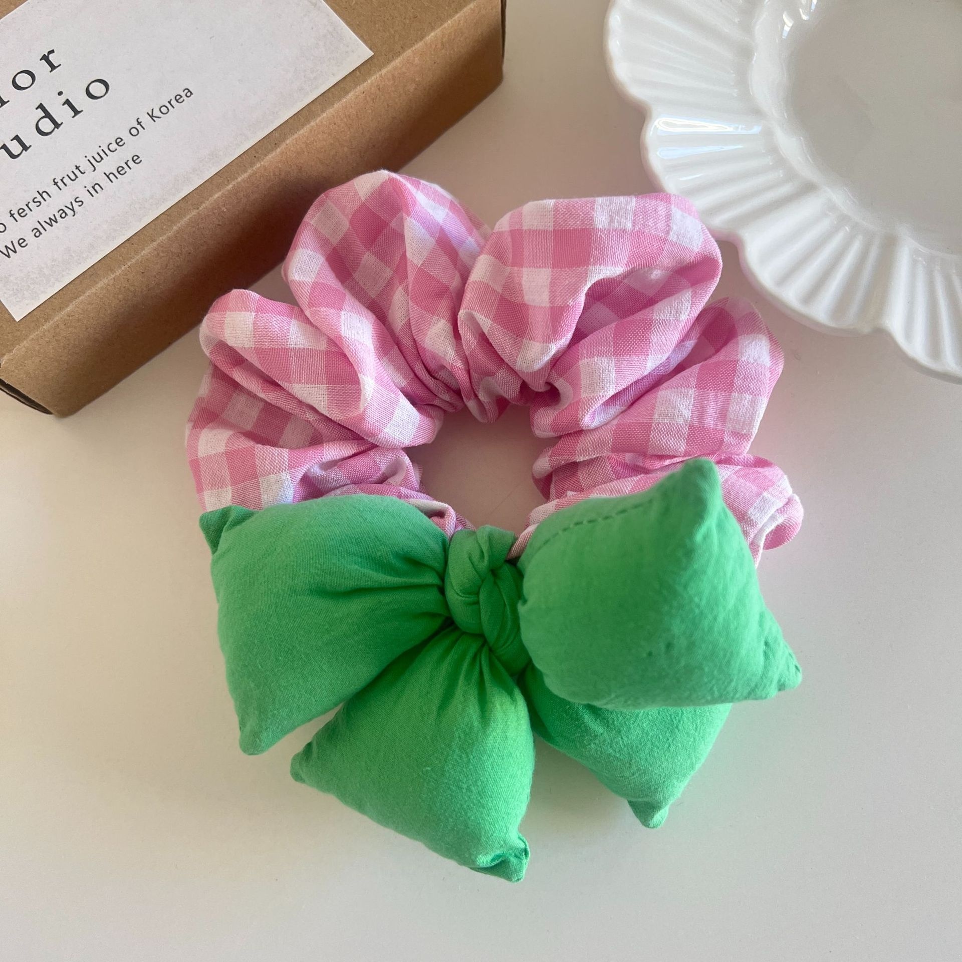 Women's Summer Cute Butterfly Bowknot Fabric Scrunchie Elastic Hair Ties
