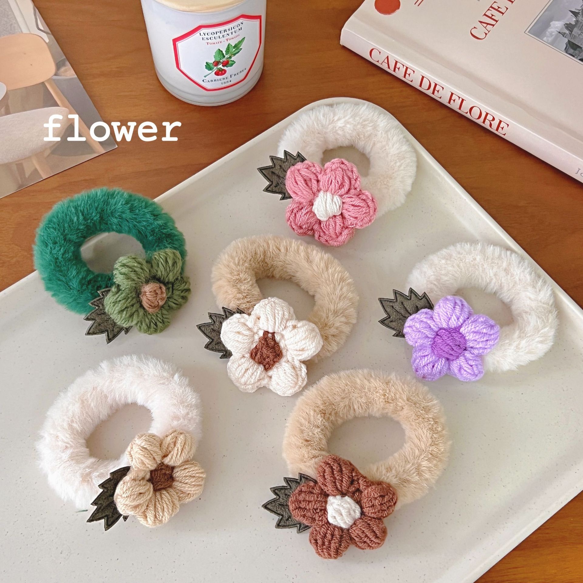 Women's Daily Plush Scrunchie Hair Tie Sweet Patchwork Flower