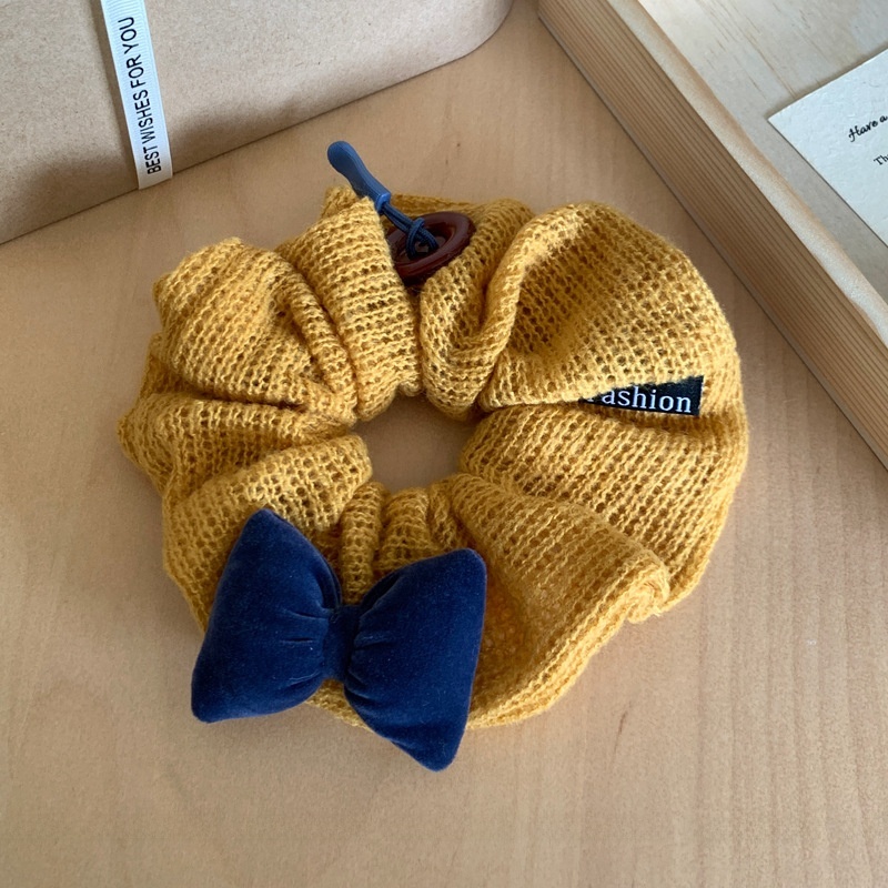 Women's Winter Velvet Bow Tassel Elastic Hair Tie Color Block