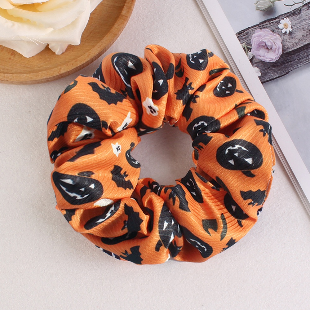 Women's Halloween Party Fabric Hair Scrunchies Colorful Skull Pattern