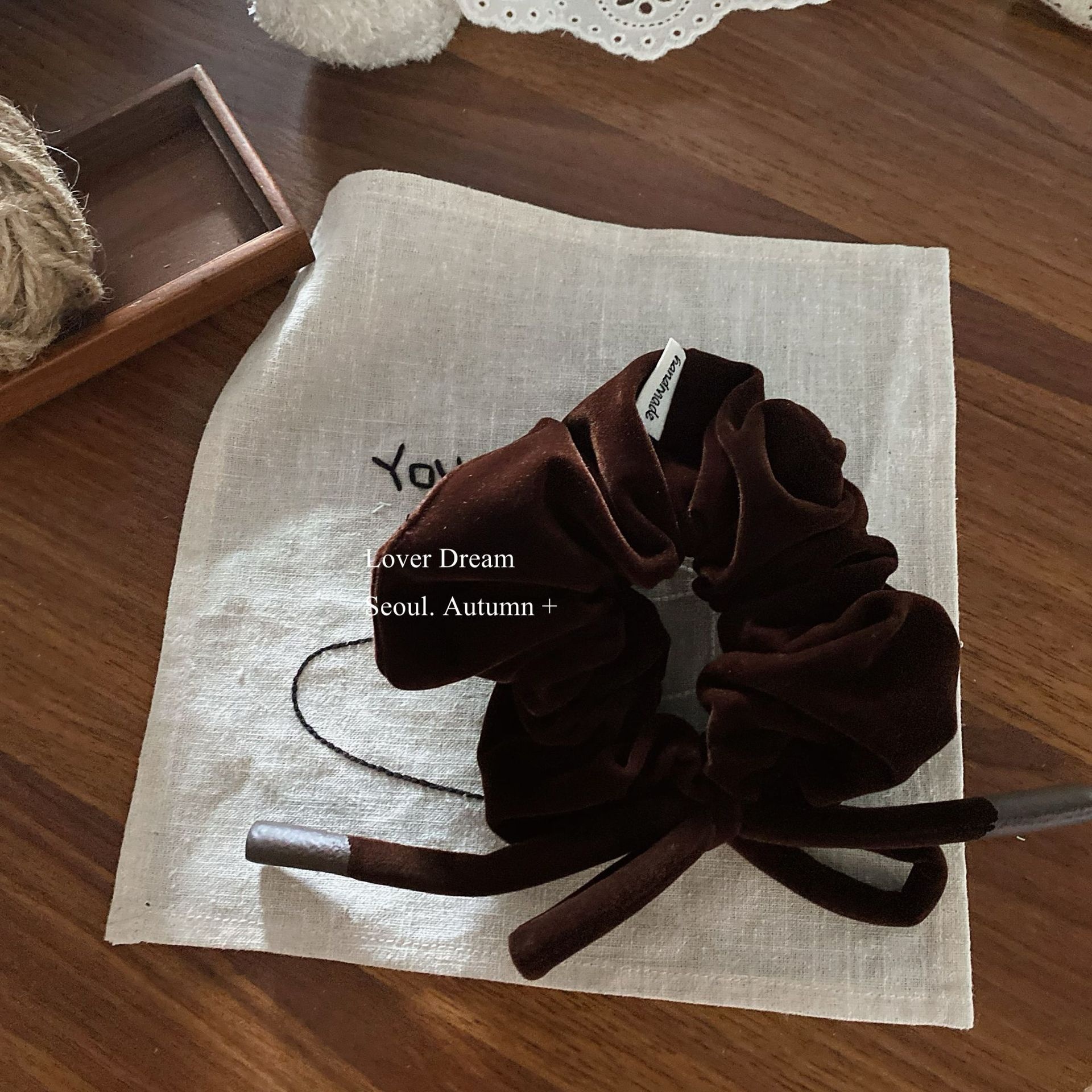 Women's Versatile Winter Velvet Elastic Hair Bands Solid Color Bowknot