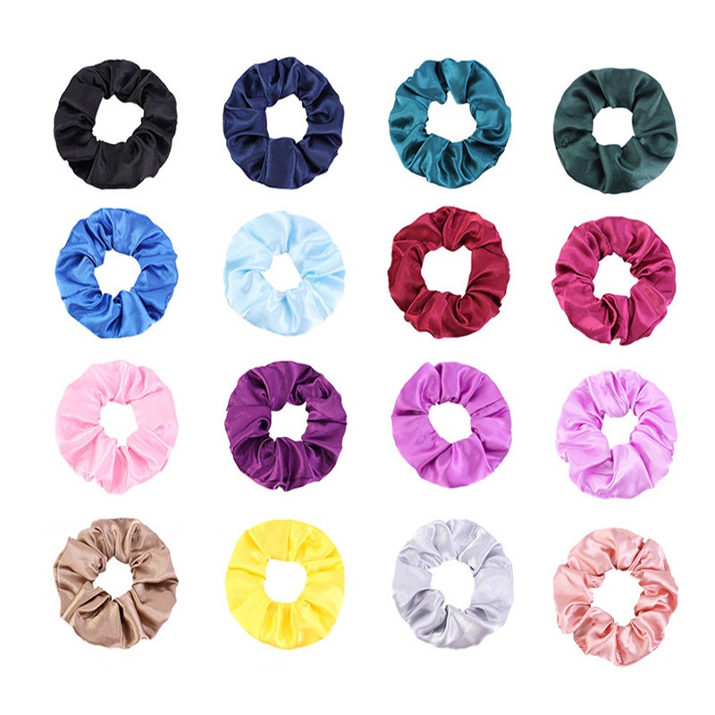 Women's Ethnic Pleated Cotton Hair Ties Silk Satin Plaid Bun Headwear