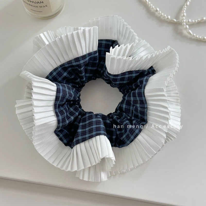 Women's Retro Spring Cotton Hair Tie Black & White Polka Dots