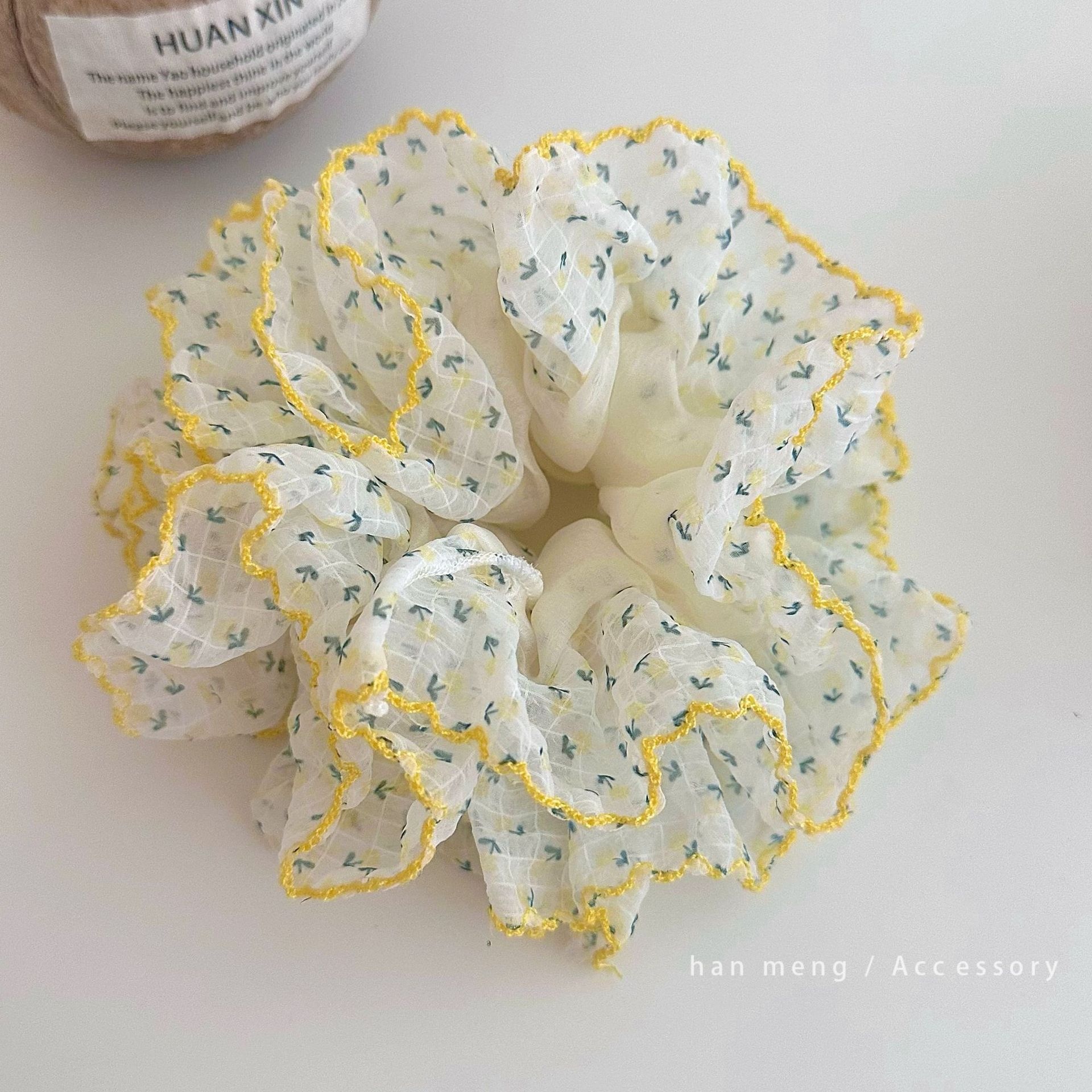 Women's Soft Lace Ponytail Hair Ties Sweet Ditsy Floral Color Collision