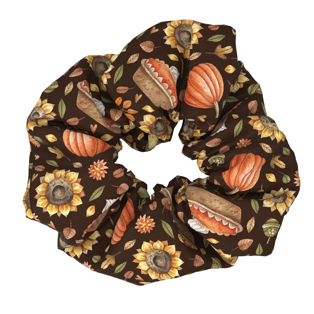 Women's Sweet Fabric Hair Ties Simple Turkey Pumpkin Solid Color Scrunchies